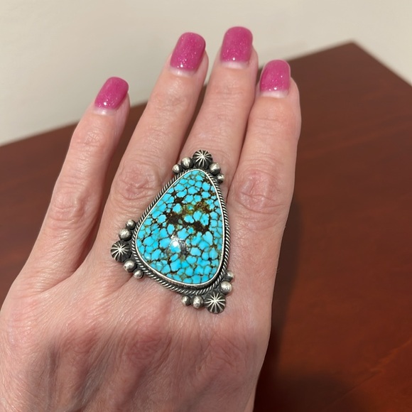 Jewelry - Stunning One of a Kind Sterling Silver and Turquoise Ring - Size 6 3/4